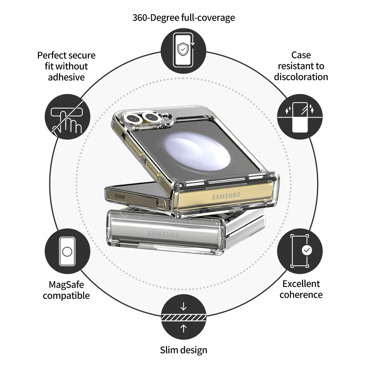 Araree Samsung Z Flip 6 Nukin 360 Magsafe Case - Clear - Tashqila Araree Samsung Z Flip 6 Nukin 360 Magsafe Case - Clear - Tashqila